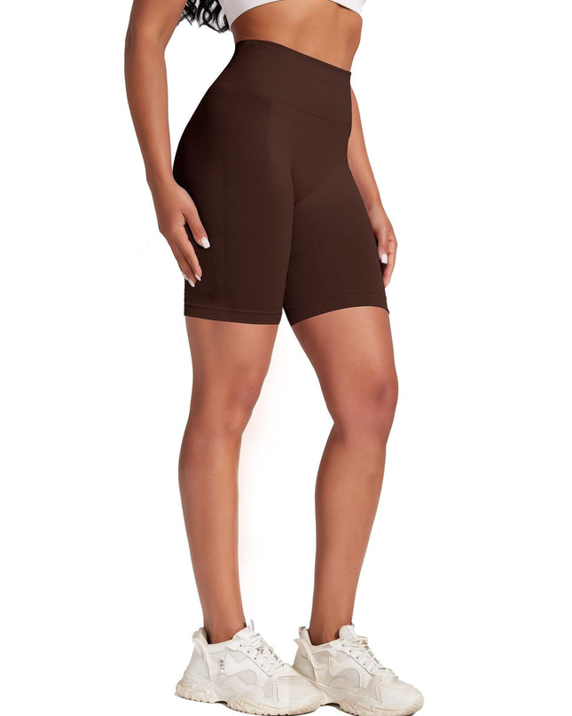 Yoga Pants - Five Points High Waist Seamless Solid Color Dark Brown