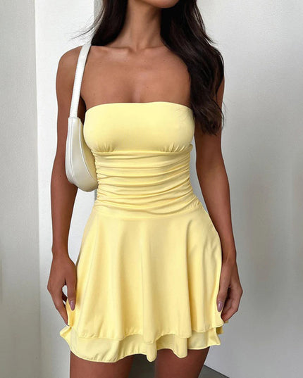 Y2K Tube-top Short Dress Summer Sexy Pleated Tight Dresses For Womens Clothing