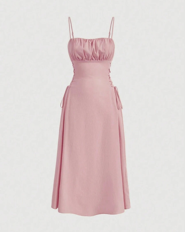 Spaghetti Straps Chest Wrap Waist-tight Long Dress