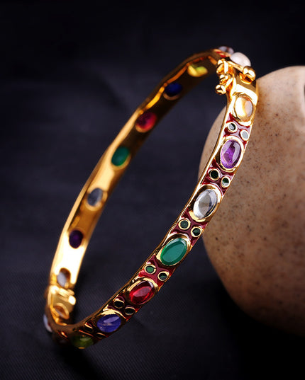 Silver Enamel Colorful Gem Bracelet