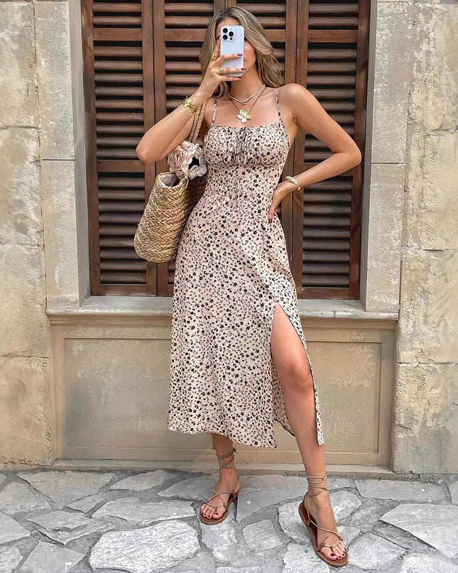 Women's Summer Small Floral Print Sling Dress