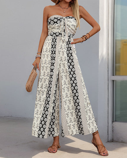 Women's Sleeveless Tube Top Printed Jumpsuit