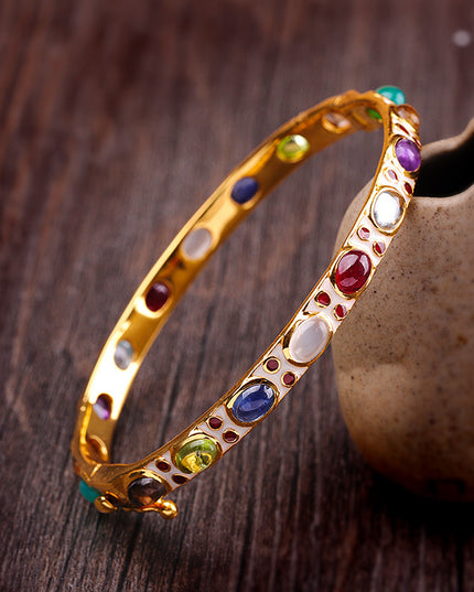 Silver Enamel Colorful Gem Bracelet