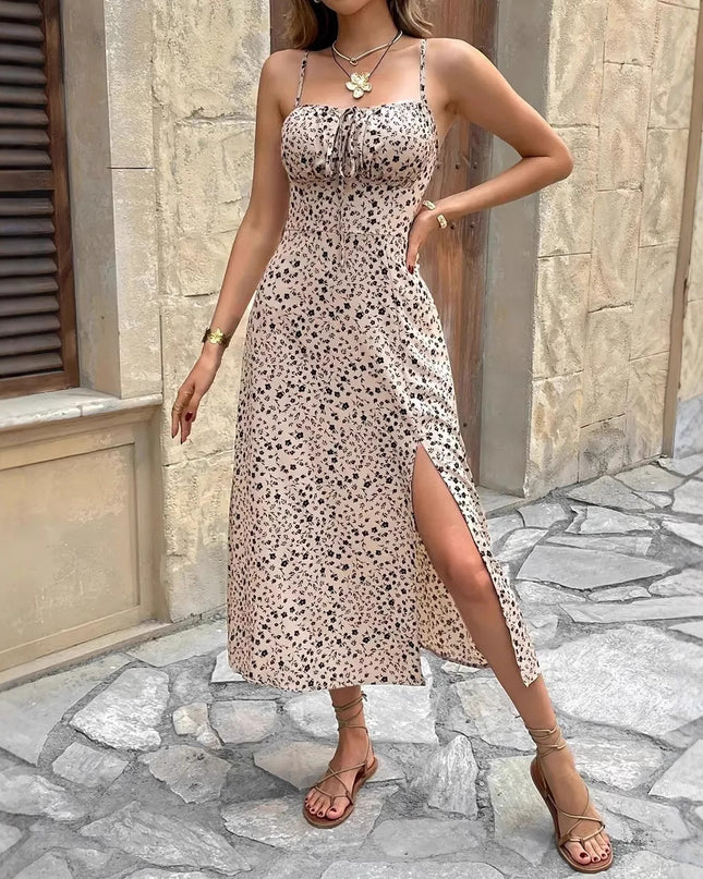 Women's Summer Small Floral Print Sling Dress