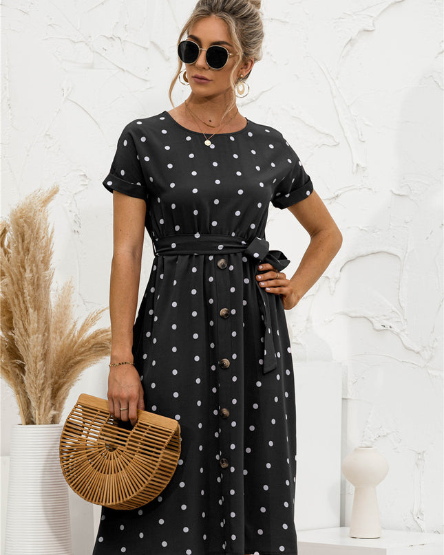 Summer Polka Dot Breasted Dress