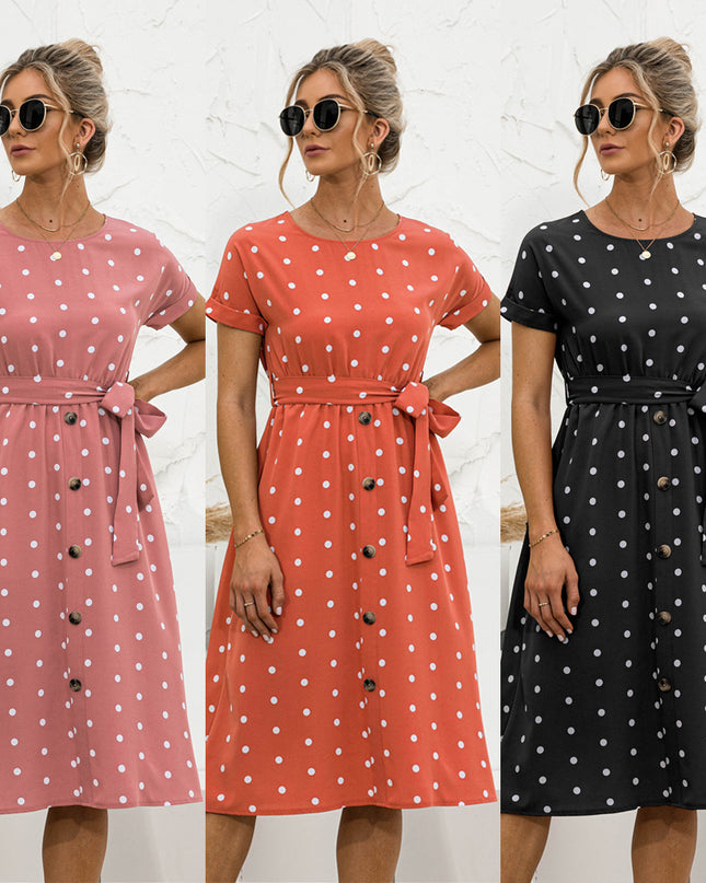 Summer Polka Dot Breasted Dress