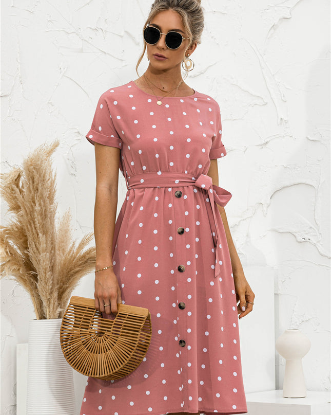 Summer Polka Dot Breasted Dress