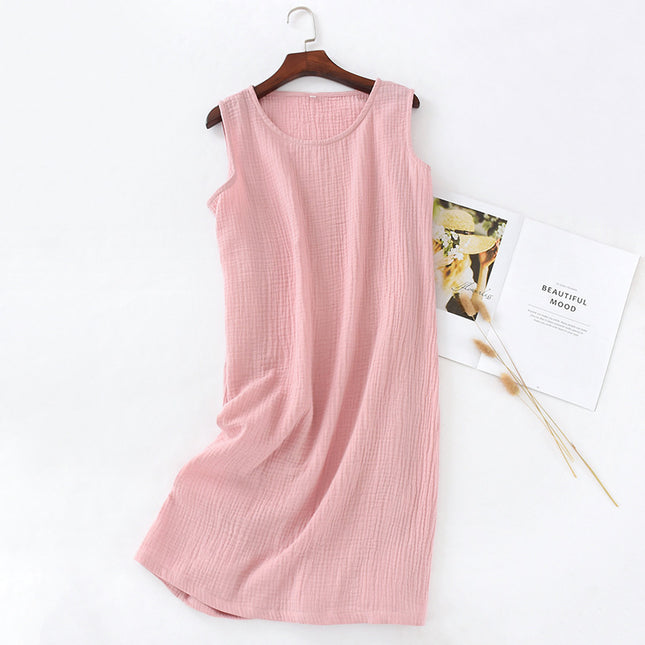Sleeveless Home Midi Skirt Loose Solid Color Temperament Dress