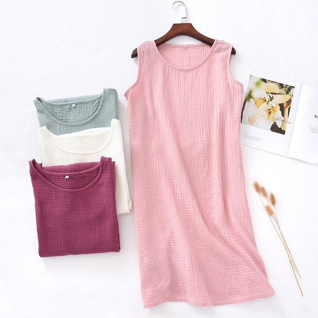 Sleeveless Home Midi Skirt Loose Solid Color Temperament Dress