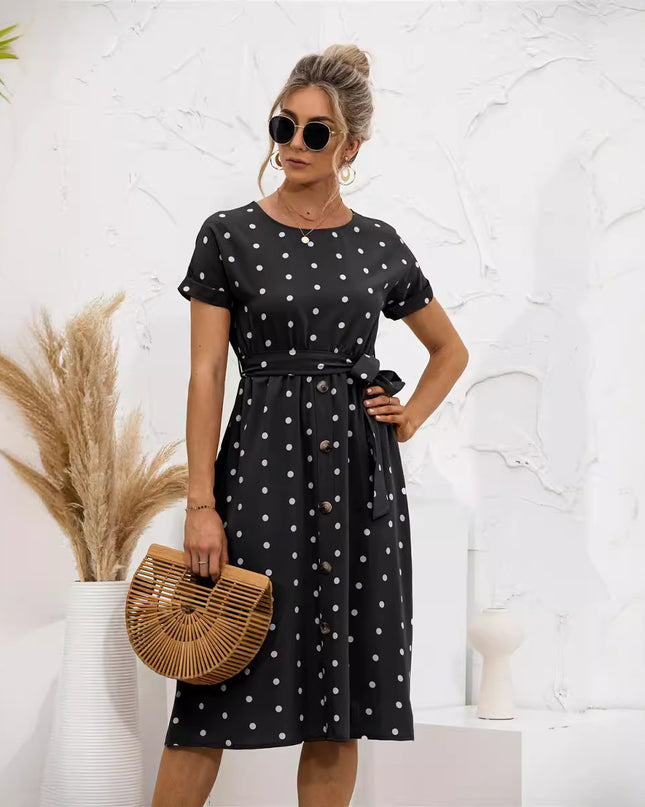Summer Polka Dot Breasted Dress