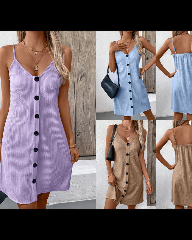 Women's Fashion Personalized Solid Color Sling Dress