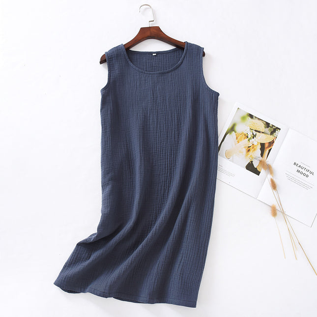 Sleeveless Home Midi Skirt Loose Solid Color Temperament Dress