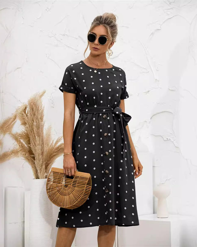 Summer Polka Dot Breasted Dress