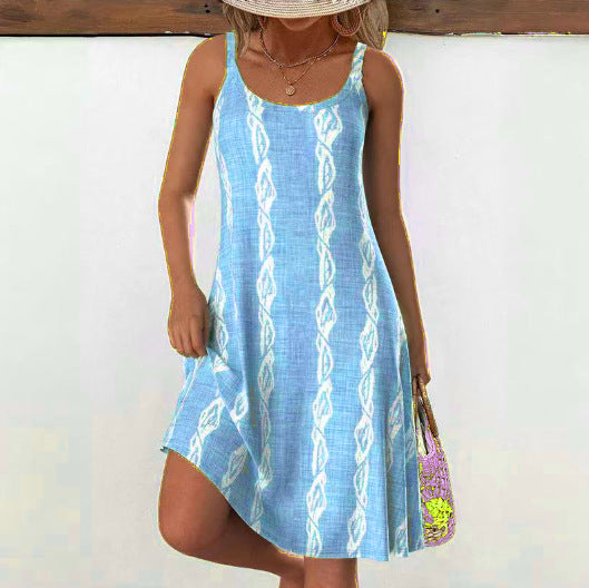 3D Creative Printing Suspender Dress Comfortable