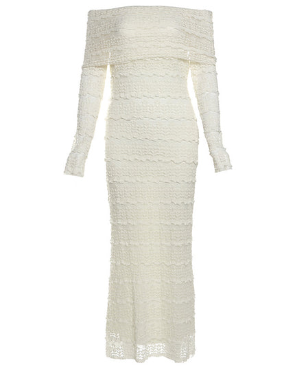 Amazon New Fashionable Elegant Socialite Style Off-shoulder Lace Dress Women
