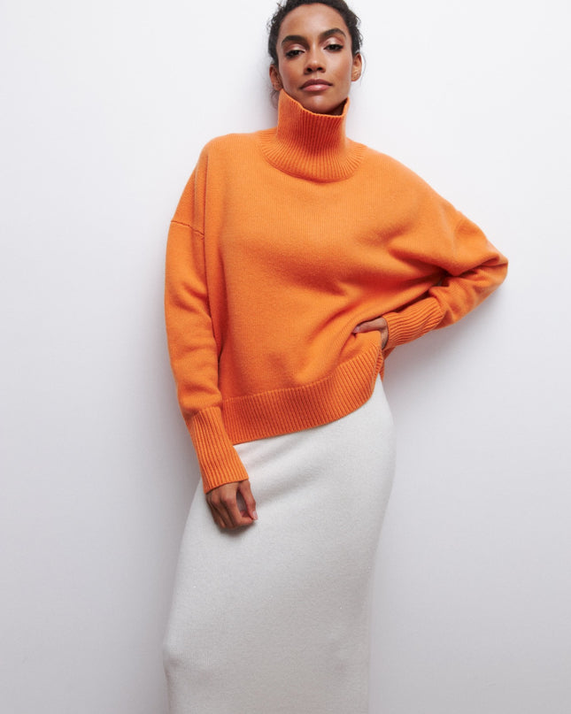Loose Mock Neck Loose Casual Lazy Sweater