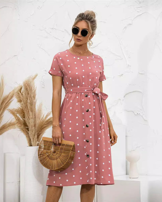 Summer Polka Dot Breasted Dress