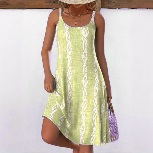 3D Creative Printing Suspender Dress Comfortable