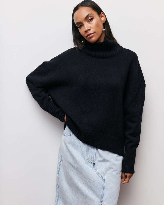 Loose Mock Neck Loose Casual Lazy Sweater