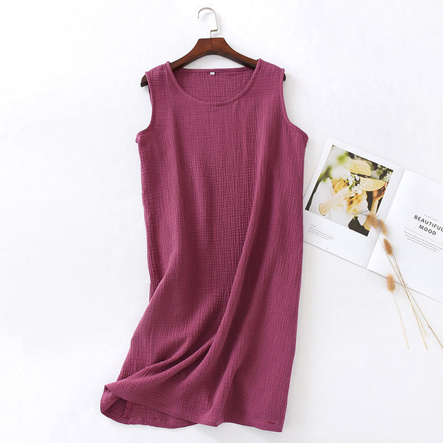 Sleeveless Home Midi Skirt Loose Solid Color Temperament Dress