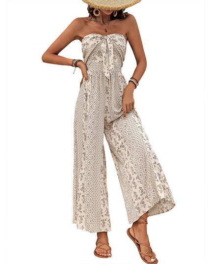 Women's Sleeveless Tube Top Printed Jumpsuit