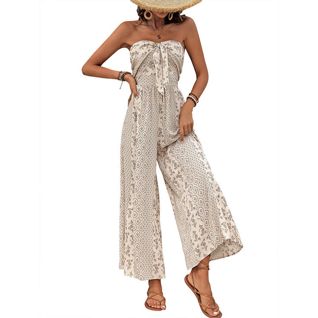Women's Sleeveless Tube Top Printed Jumpsuit