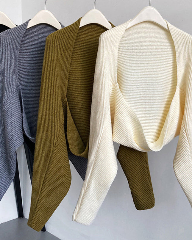 Touka Knitted Shrug Scarf - Gray