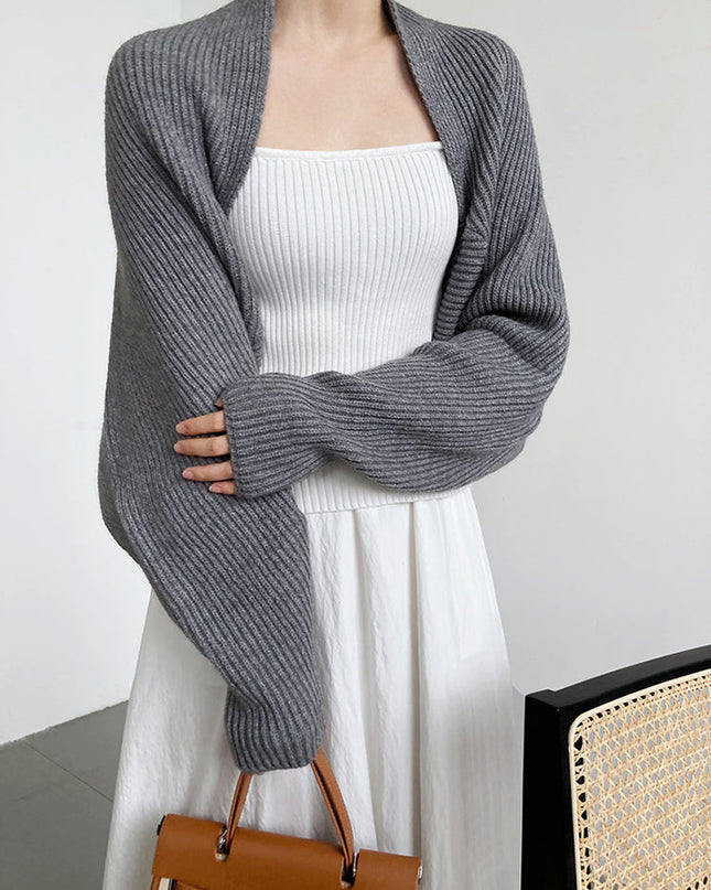Touka Knitted Shrug Scarf - Gray
