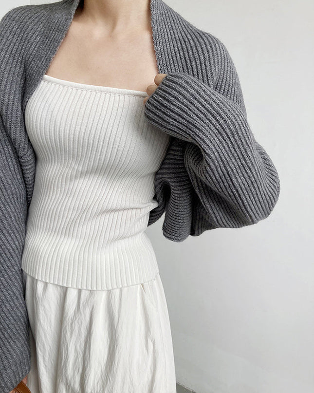 Touka Knitted Shrug Scarf - Gray