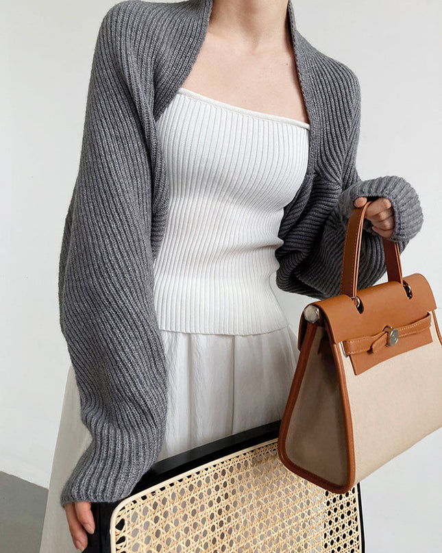 Touka Knitted Shrug Scarf - Gray