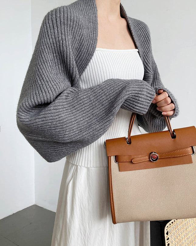 Touka Knitted Shrug Scarf - Gray