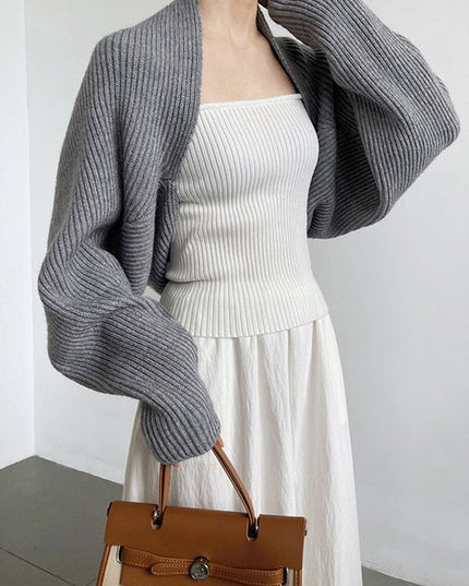 Touka Knitted Shrug Scarf - Gray