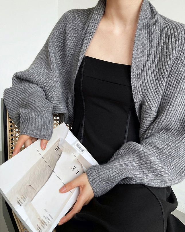 Touka Knitted Shrug Scarf - Gray