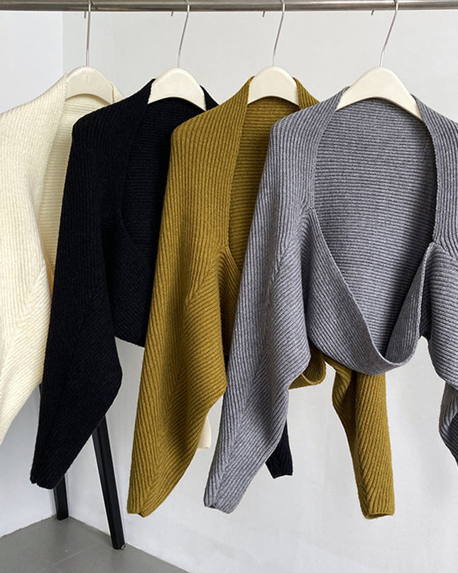 Touka Knitted Shrug Scarf - Gray