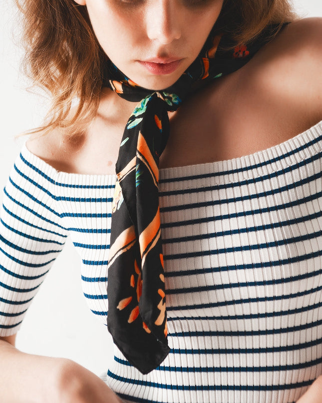 Stripe Bardot Top in Navy