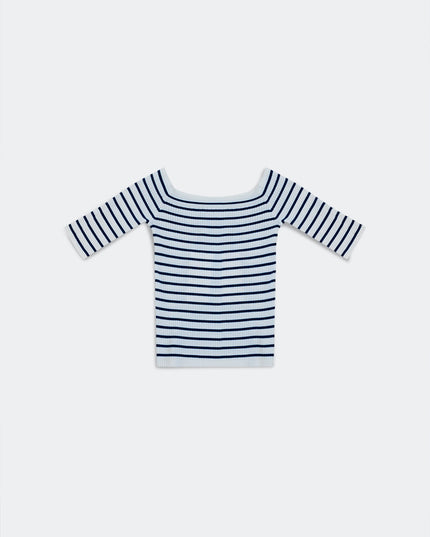 Stripe Bardot Top in Navy